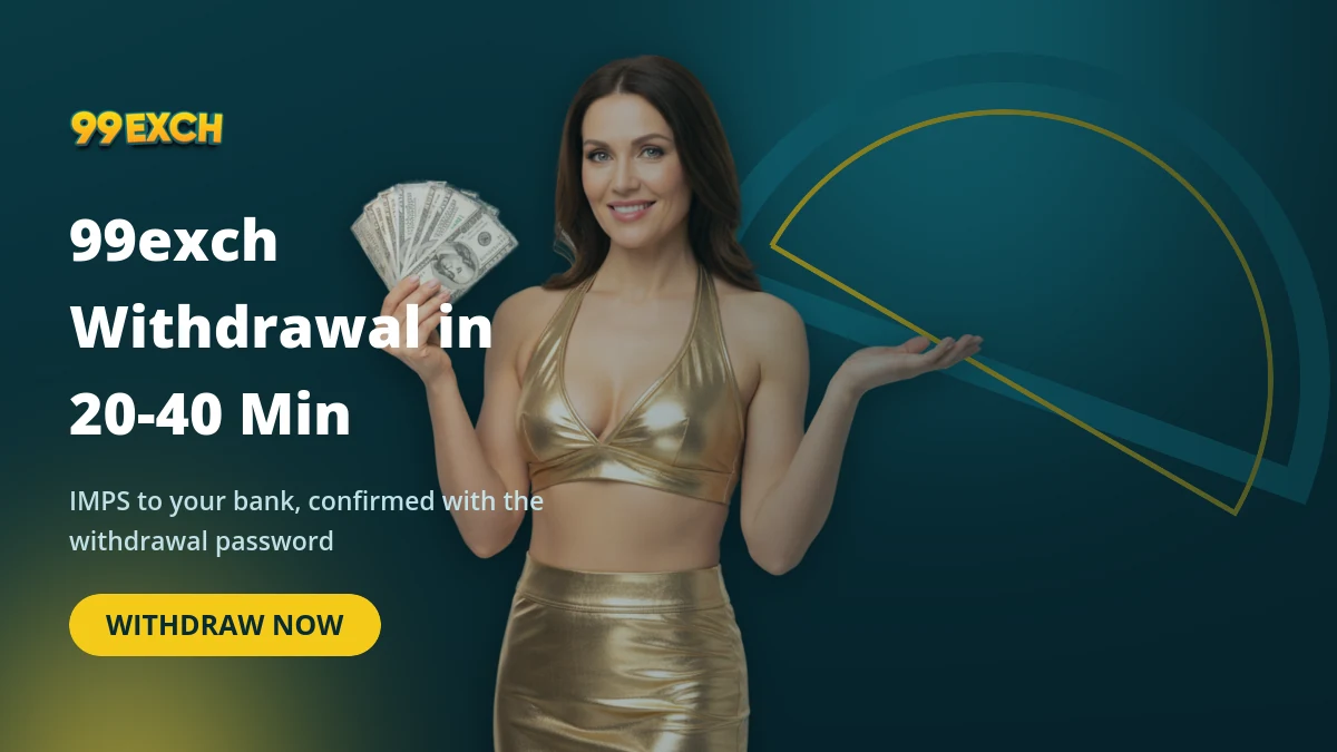 99exch withdrawal timing banner showing a payout to an Indian bank account